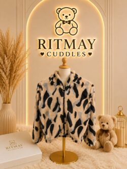 Striped Faux Fur Zip-up Winter Jacket (Cheetah Print Mustard)